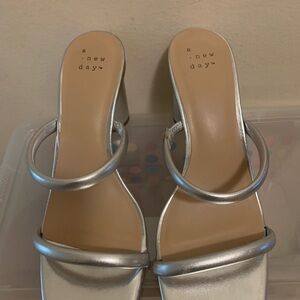 A New Day Metallic Silver Heels
